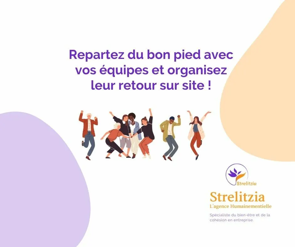 La reprise, en temps de crise. Nos solutions pour une reprise positive avec vos salariés. (flyer) — Strelitzia