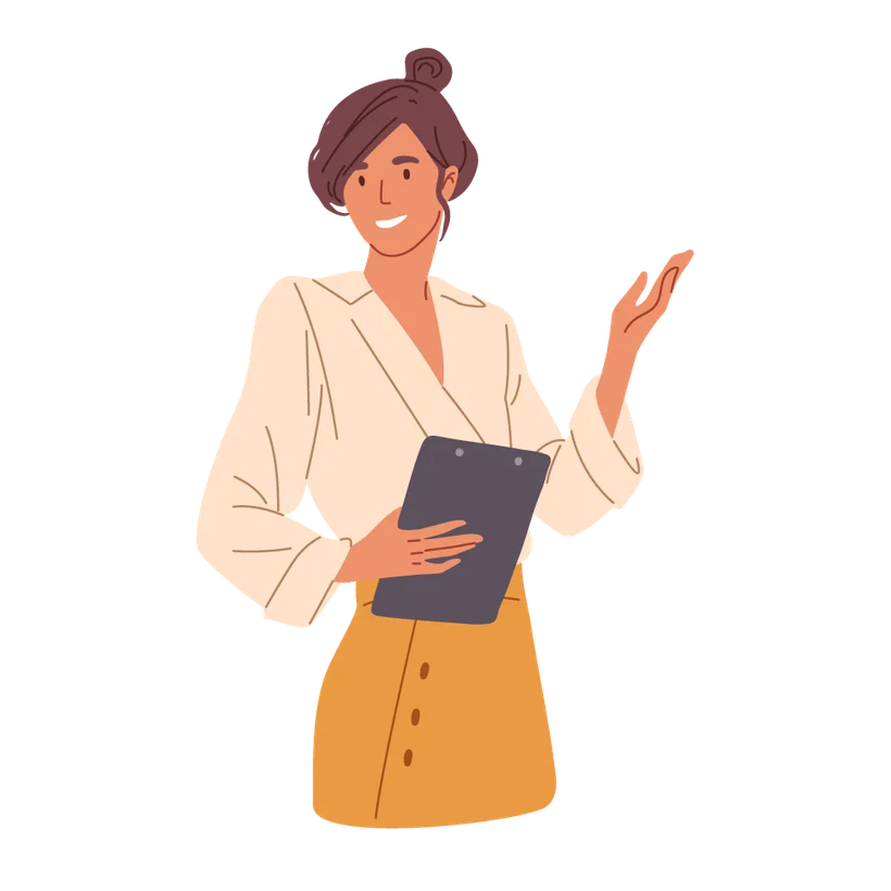 Illustration : une consultante, tablette en main, présente son accompagnement